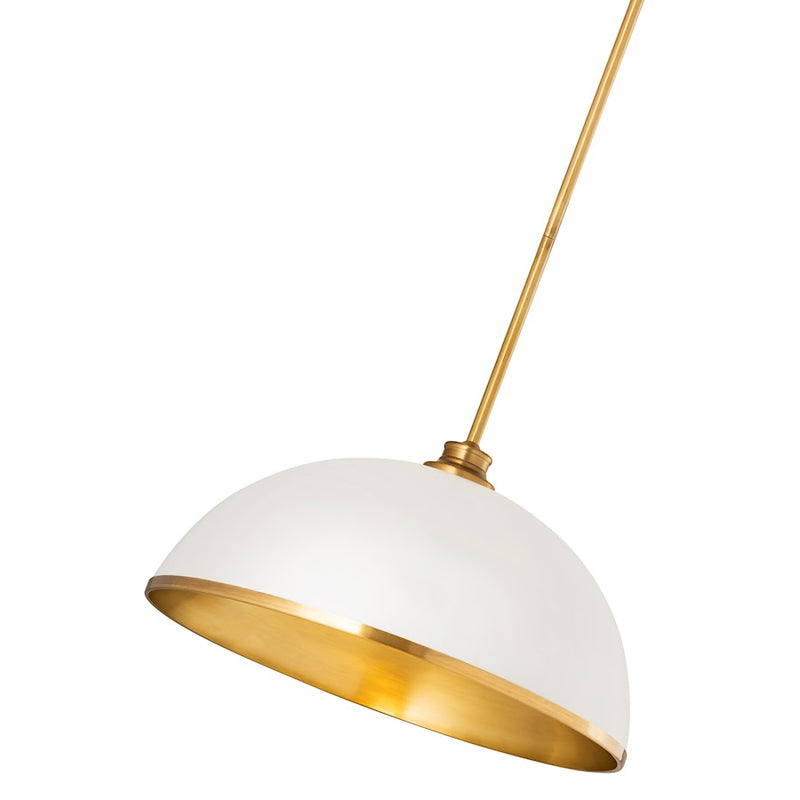 Z-Lite Landry 1 Light 20" Pendant, Matte White/Rubbed Brass