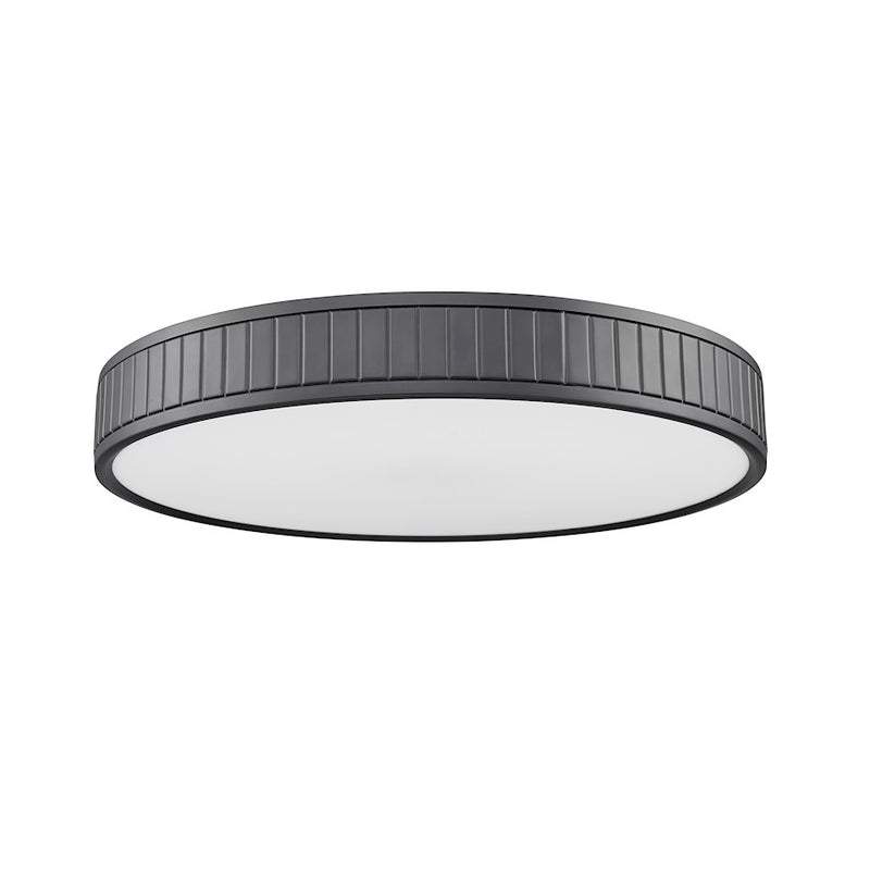 Z-Lite Madison 1 Light 21" Flush Mount, Matte Black/Frosted
