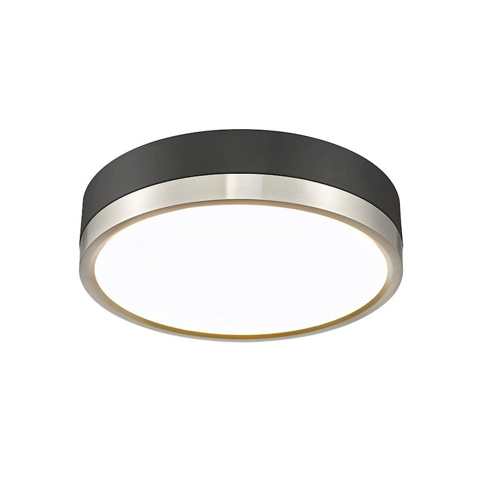 Z-Lite Algar 1 Light 12" Flush Mount, Black/Nickel/Frosted