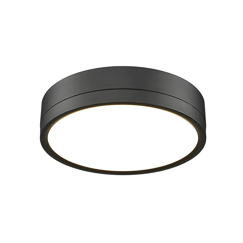 Z-Lite Algar 1 Light 12" Flush Mount, Matte Black/Frosted