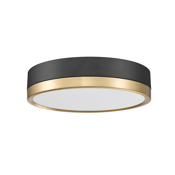 Z-Lite Algar 1 Light 12" Flush Mount, Black/Gold/Frosted