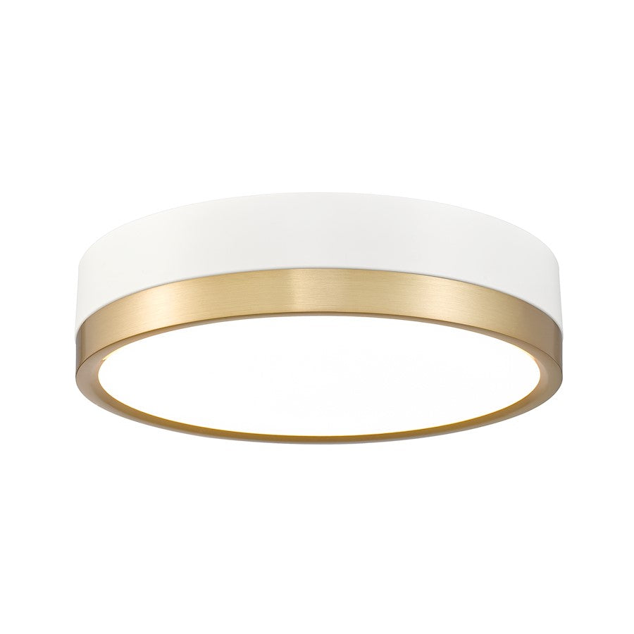 Z-Lite Algar 1 Light 12" Flush Mount, White/Gold/Frosted - 1006F12-MW-MGLD-LED