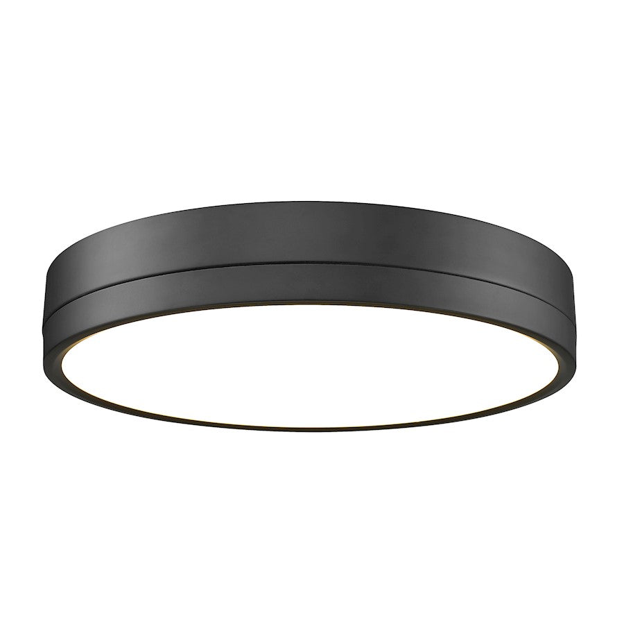 Z-Lite Algar 1 Light 16" Flush Mount, Matte Black/Frosted - 1006F16-MB-LED