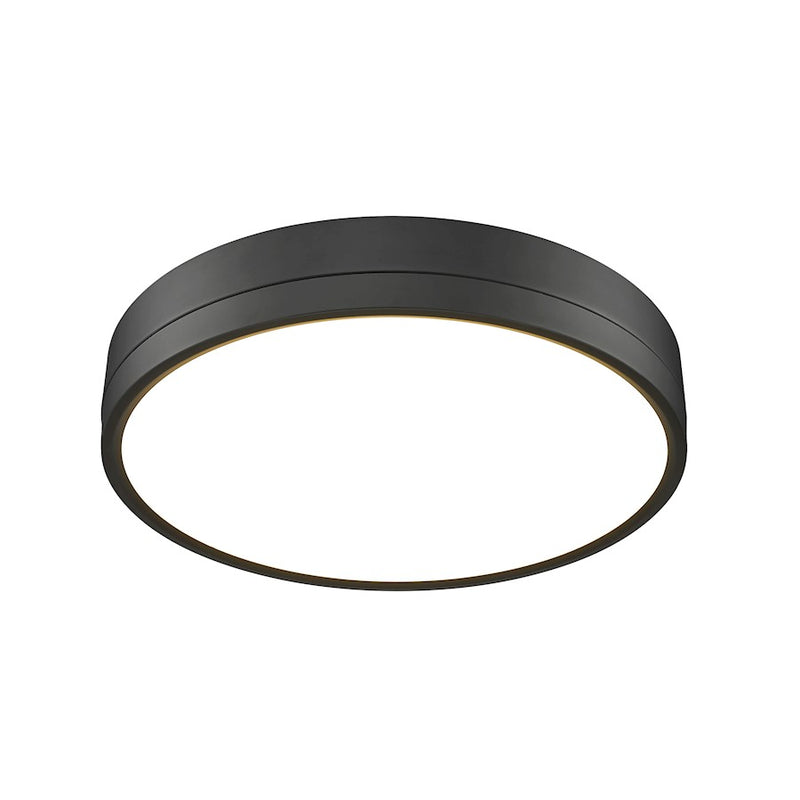 Z-Lite Algar 1 Light 16" Flush Mount, Matte Black/Frosted