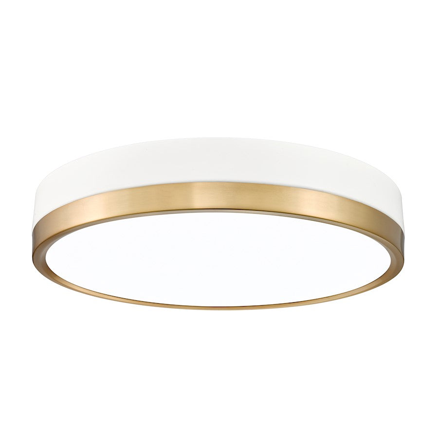 Z-Lite Algar 1 Light 16" Flush Mount, White/Gold/Frosted - 1006F16-MW-MGLD-LED