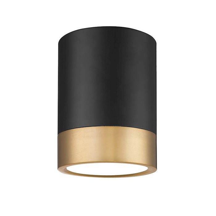 Z-Lite Algar 1 Light 6" Flush Mount, Black/Gold/Frosted - 1006F6-MB-MGLD-LED