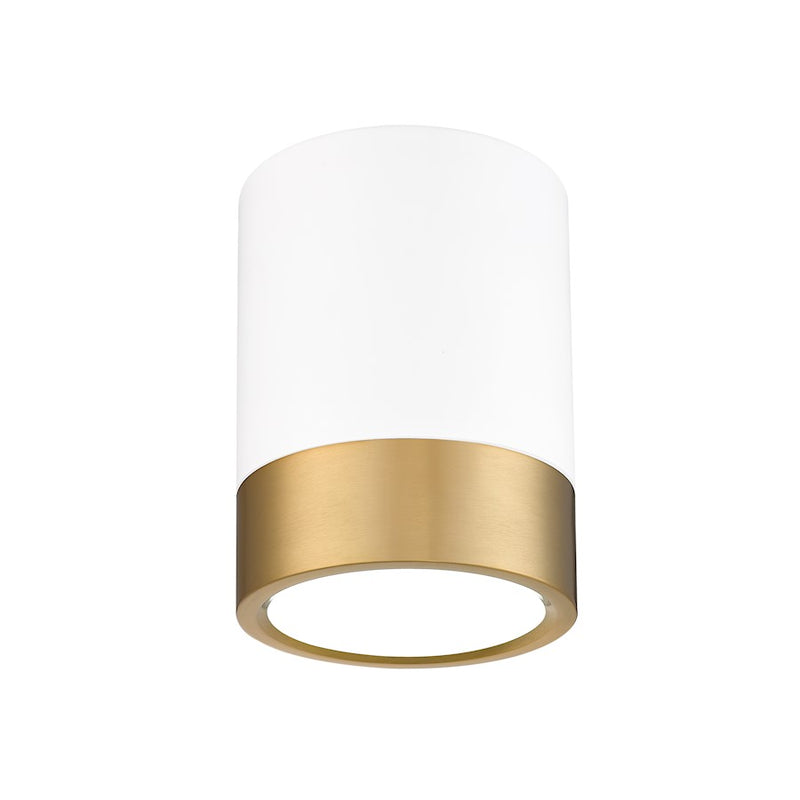 Z-Lite Algar 1 Light 6" Flush Mount, White/Gold/Frosted