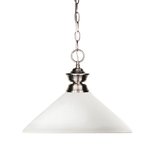 Z-Lite Shark 1 Light Pendant, 14x11", Brushed Nickel, Matte Opal - 100701BN-AMO14