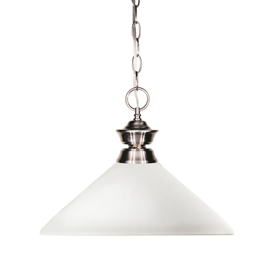 Z-Lite Shark 1 Light Pendant, 14x11", Brushed Nickel, Matte Opal - 100701BN-AMO14