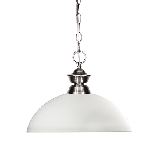 Z-Lite Shark 1 Light Pendant, 13.5x11", Brushed Nickel, Matte Opal - 100701BN-DMO14
