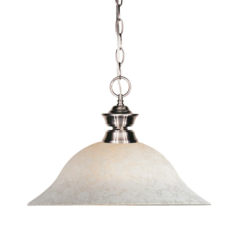 Z-Lite Riviera 1 Light Pendant, Brushed Nickel, White Mottle - 100701BN-WM16