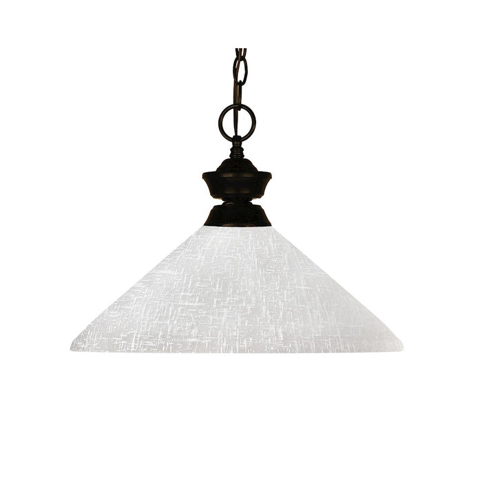Z-Lite Challenger 1 Light Pendant, Bronze, White Linen - 100701BRZ-AWL14