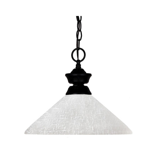 Z-Lite Shark 1 Light Pendant, 14x11", Matte Black, White Linen - 100701MB-AWL14