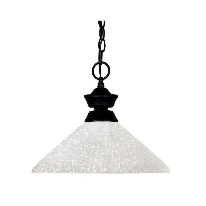 Z-Lite Shark 1 Light Pendant, 14x11", Matte Black, White Linen - 100701MB-AWL14