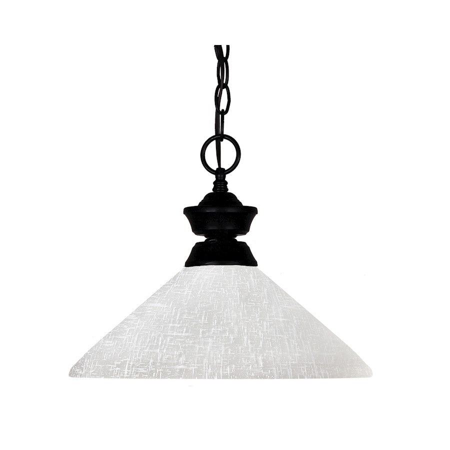 Z-Lite Shark 1 Light Pendant, 14x11", Matte Black, White Linen - 100701MB-AWL14