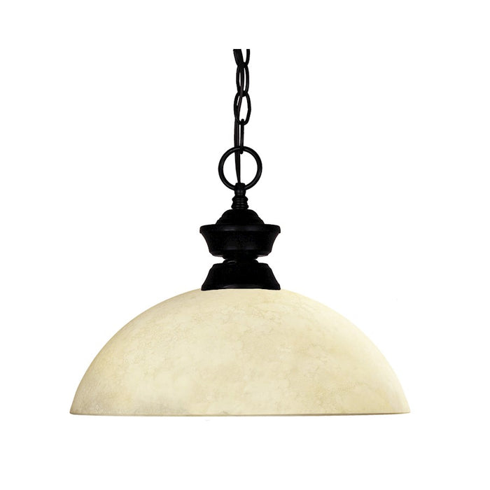 Z-Lite Windsor 1 Light Pendant, Matte Black, Golden Mottle - 100701MB-DGM14
