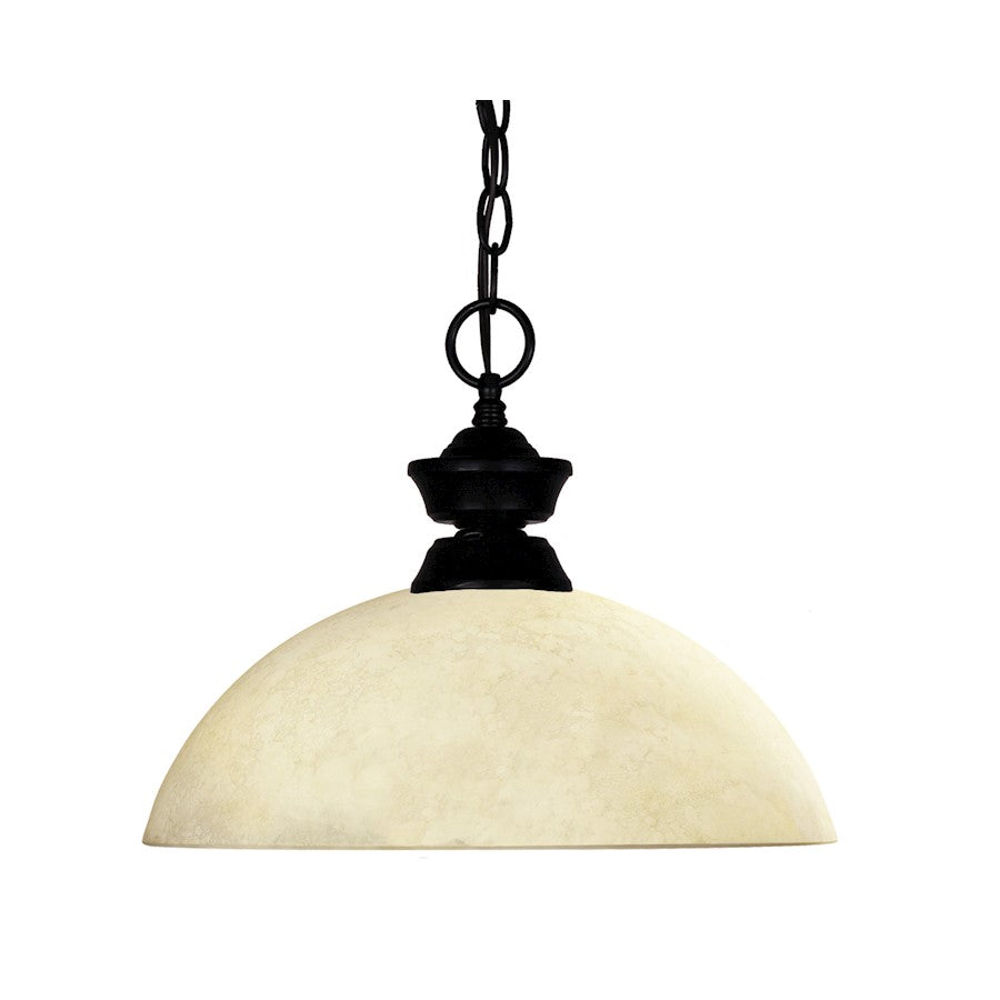 Z-Lite Windsor 1 Light Pendant, Matte Black, Golden Mottle - 100701MB-DGM14