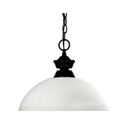 Z-Lite Shark/Windsor 1 Light Pendant, Matte Black, Matte Opal - 100701MB-DMO14