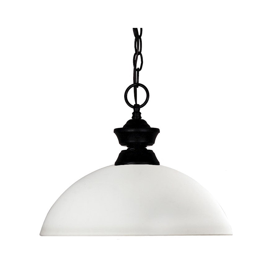 Z-Lite Shark/Windsor 1 Light Pendant, Matte Black, Matte Opal - 100701MB-DMO14