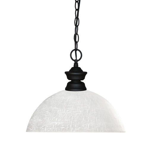 Z-Lite Shark 1 Light Pendant, 13.5x11", Matte Black, White Linen - 100701MB-DWL14