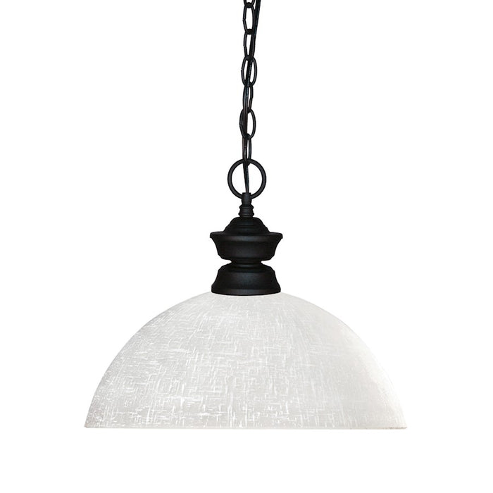 Z-Lite Shark 1 Light Pendant, 13.5x11", Matte Black, White Linen - 100701MB-DWL14