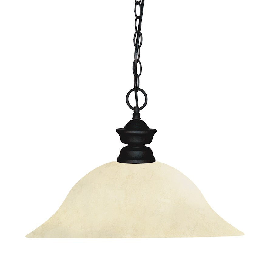 Z-Lite Shark 1 Light Pendant, 16x11.5", Matte Black, Golden Mottle - 100701MB-GM16