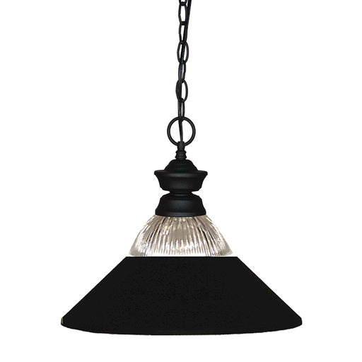 Z-Lite Shark 1 Light Pendant, Black, Clear Ribbed & Black - 100701MB-RMB