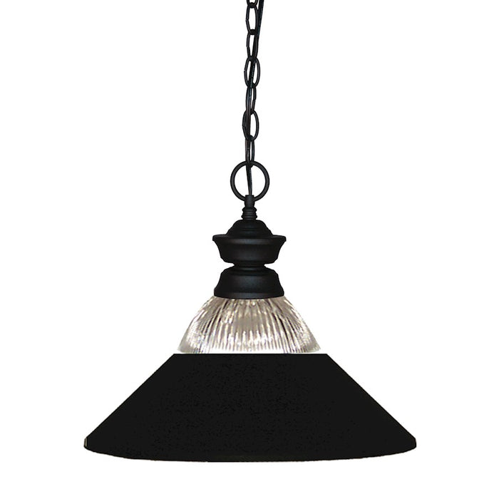 Z-Lite Shark 1 Light Pendant, Black, Clear Ribbed & Black - 100701MB-RMB