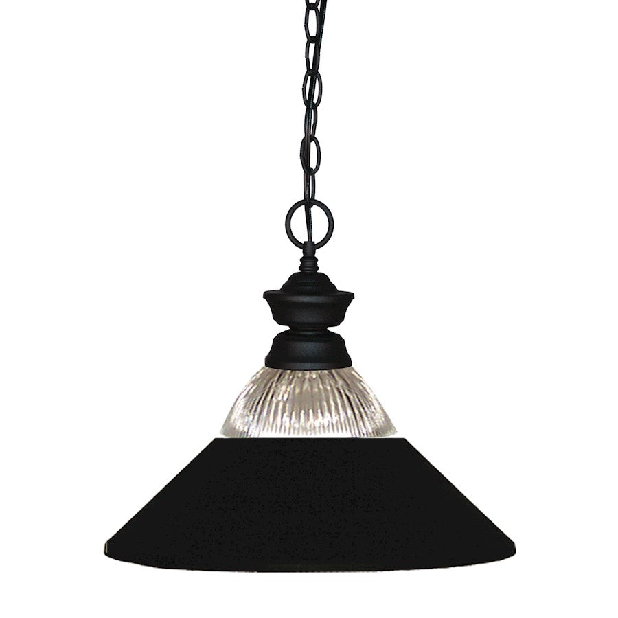 Z-Lite Shark 1 Light Pendant, Black, Clear Ribbed & Black - 100701MB-RMB
