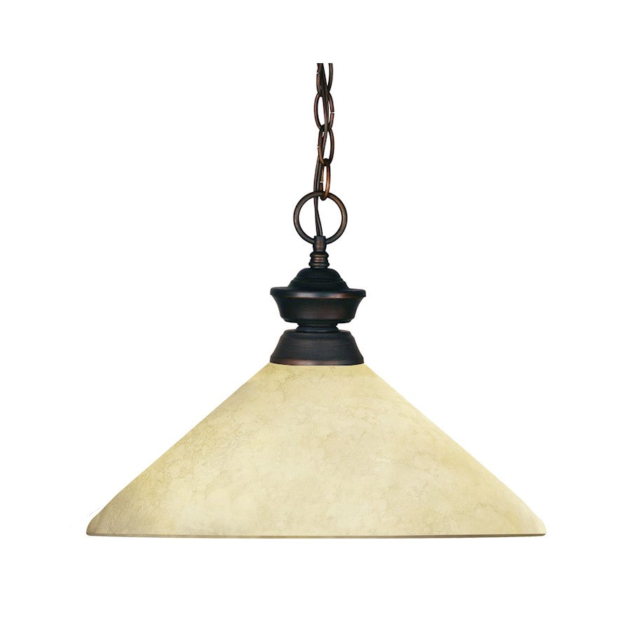 Z-Lite Riviera 1 Light Pendant, 14x11", Olde Bronze, Golden Mottle - 100701OB-AGM14