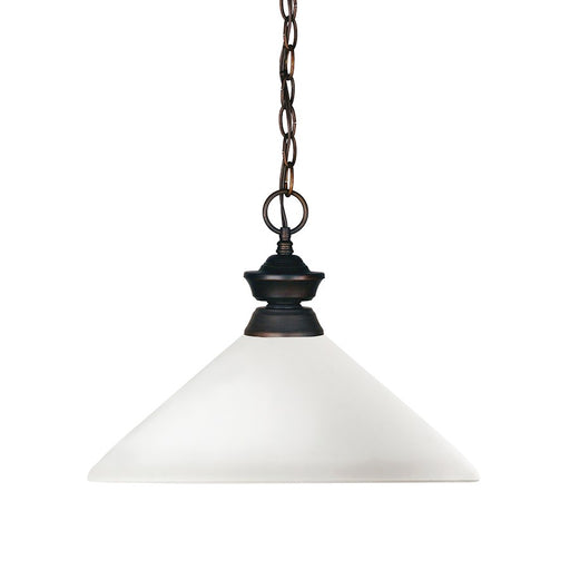 Z-Lite Shark 1 Light Pendant, Olde Bronze, Matte Opal - 100701OB-AMO14