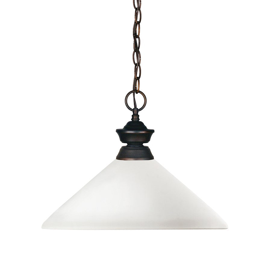 Z-Lite Shark 1 Light Pendant, Olde Bronze, Matte Opal - 100701OB-AMO14
