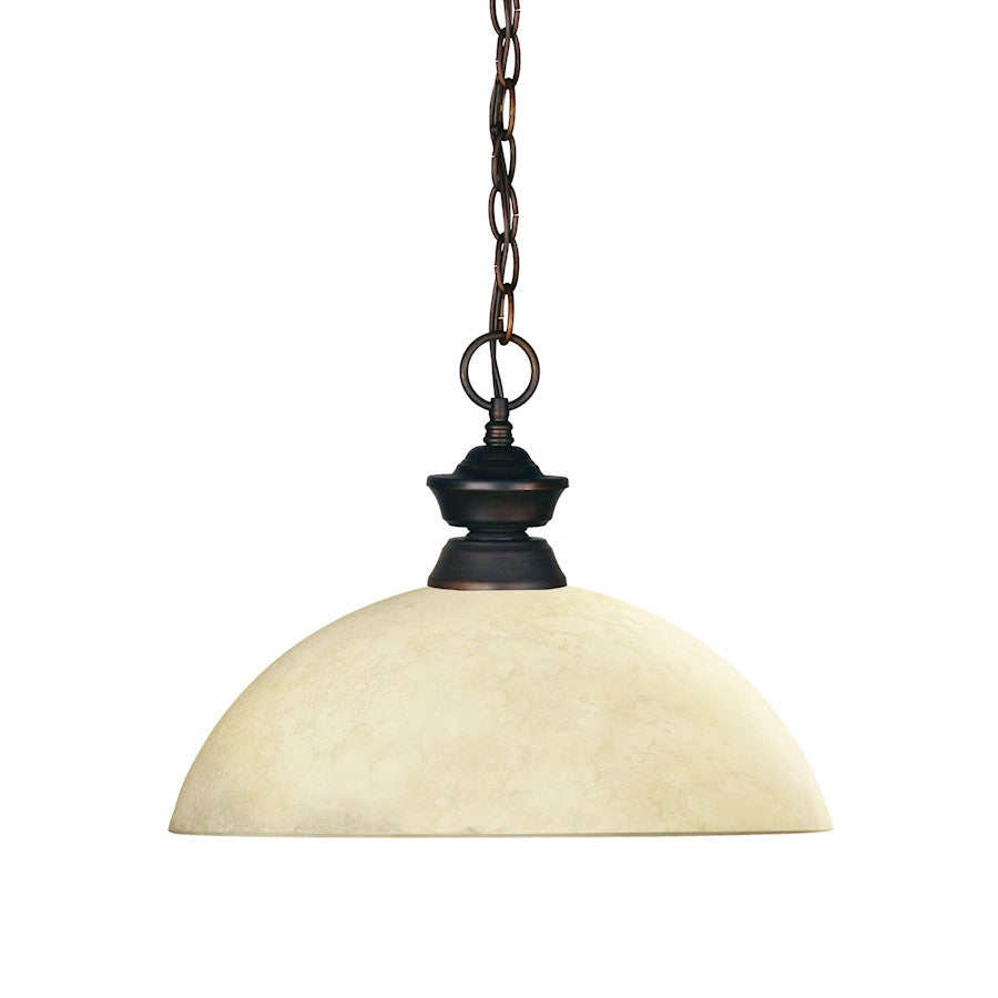 Z-Lite Shark 1 Light Pendant, Olde Bronze, Golden Mottle - 100701OB-DGM14