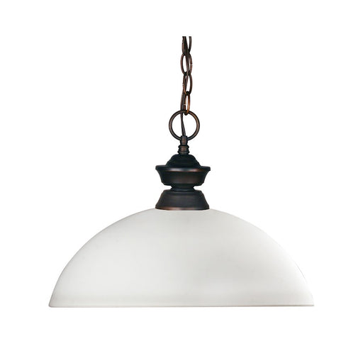 Z-Lite Riviera 1 Light Pendant, Olde Bronze, Matte Opal - 100701OB-DMO14