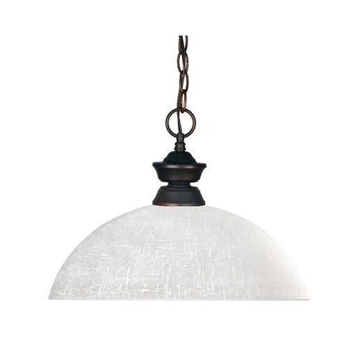 Z-Lite Riviera 1 Light Pendant, Olde Bronze, White Linen - 100701OB-DWL14