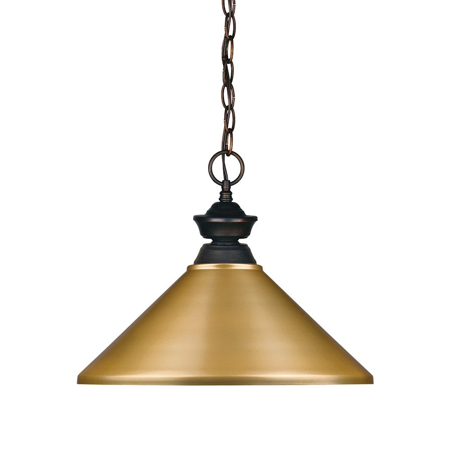 Z-Lite Riviera 1 Light Pendant, Olde Bronze, Satin Gold - 100701OB-MSG