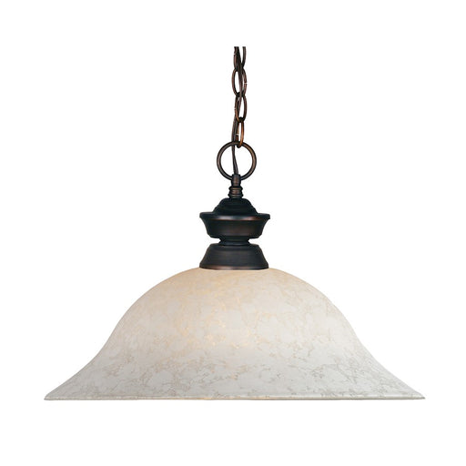 Z-Lite Pendant Lights 1 Light Pendant, Olde Bronze, White Mottle - 100701OB-WM16