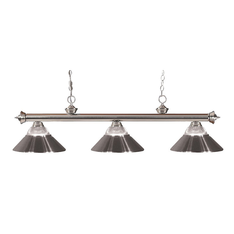 Z-Lite Riviera 3 Light 15" Island/Billiard, Nickel, Ribbed/Nickel