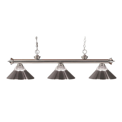 Z-Lite Riviera 3 Light 15" Island/Billiard, Nickel, Ribbed/Nickel