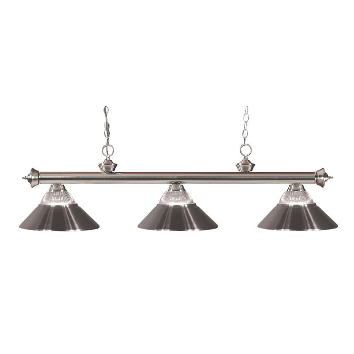 Z-Lite Riviera 3 Light 15" Island/Billiard, Nickel, Ribbed/Nickel