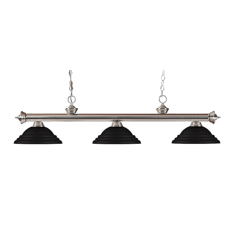 Z-Lite Riviera 3 Light 14" Island/Billiard, Brushed Nickel, Black