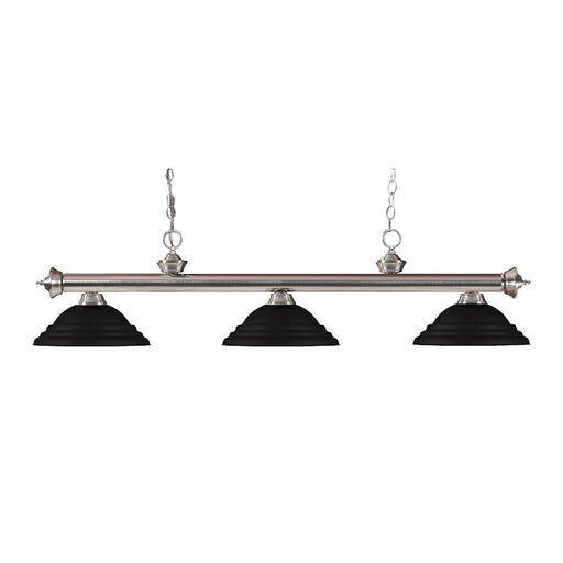 Z-Lite Riviera 3 Light 14" Island/Billiard, Brushed Nickel, Black