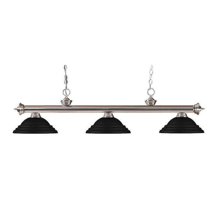 Z-Lite Riviera 3 Light 14" Island/Billiard, Brushed Nickel, Black