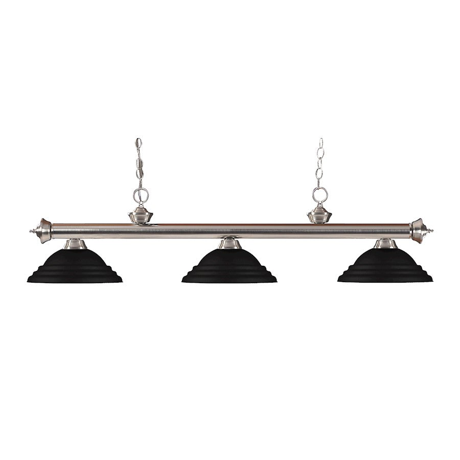 Z-Lite Riviera 3 Light 14" Island/Billiard, Brushed Nickel, Black
