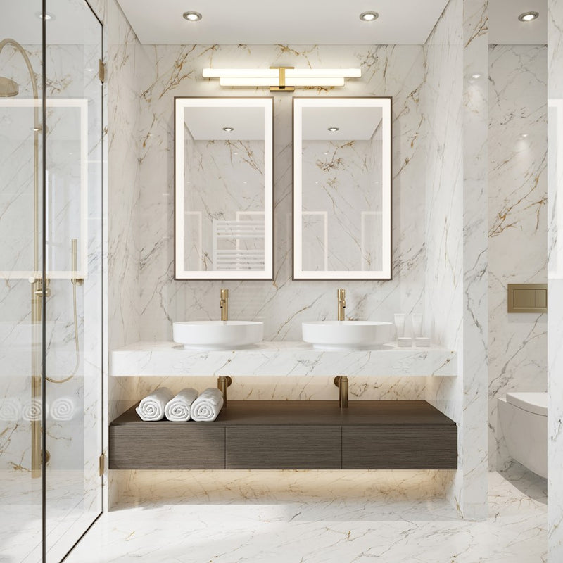 Z-Lite Zane 2 Light 32" Vanity, Modern Gold/Frosted