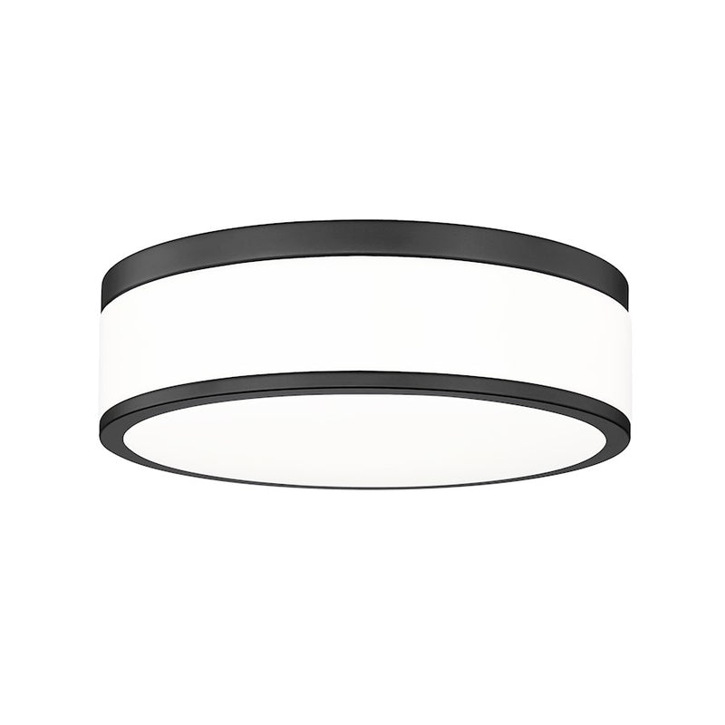 Z-Lite Ballord 1 Light 12" Flush Mount, Matte Black/Frosted - 1012F12-MB-LED