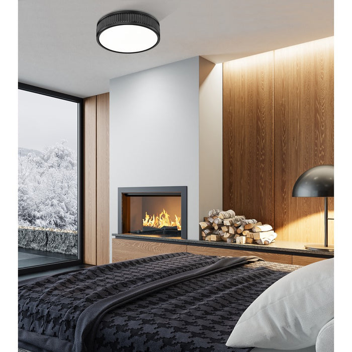Z-Lite Stari 1 Light 12.75" Flush Mount, Matte Black/Frosted