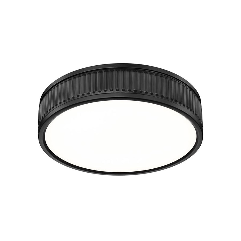Z-Lite Stari 1 Light 12.75" Flush Mount, Matte Black/Frosted