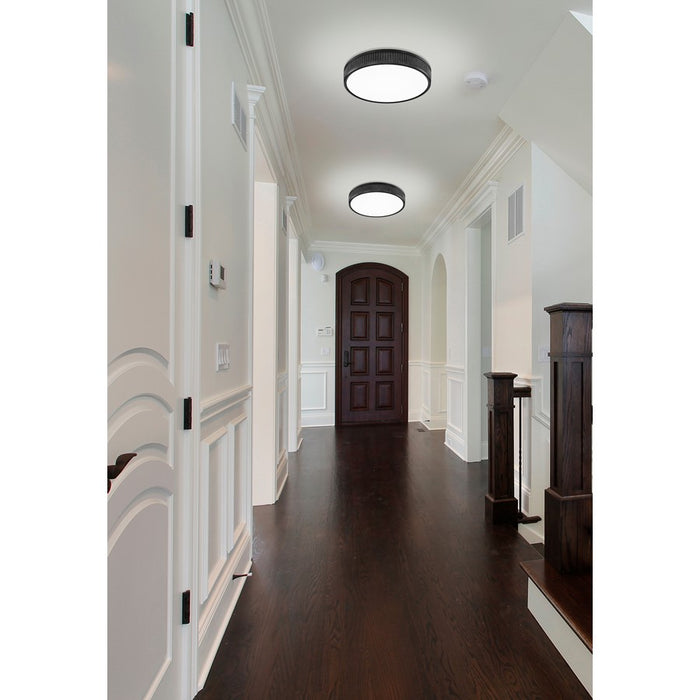 Z-Lite Stari 1 Light 16.75" Flush Mount, Matte Black/Frosted