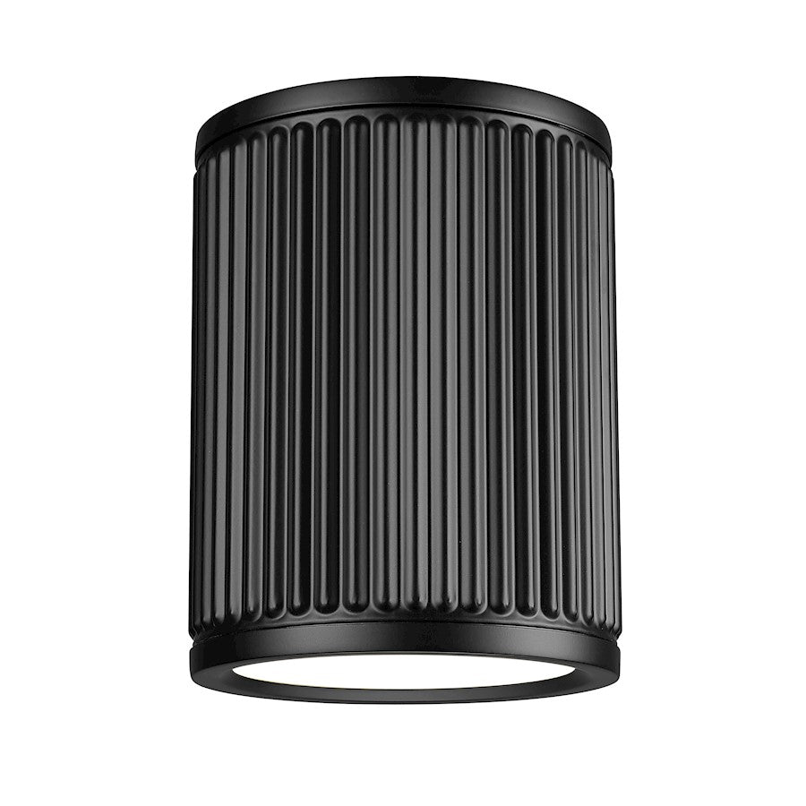 Z-Lite Stari 1 Light 6.25" Flush Mount, Matte Black/Frosted - 1013F6-MB-LED